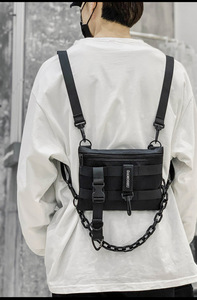 Sac de poitrine tactique fonctionnel en nylon unisexe, style Hip-Hop Streetwear, sac banane pour femme, noir, Wild Chest Rig - Product Image 5