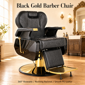 Nuova Poltrona da Barbiere Dorata Idraulica Reclinabile, Sedia Professionale per Salone di Bellezza, Attrezzatura Resistente per Parrucchieri - Product Image 1