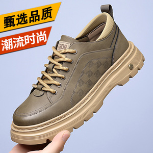 Chaussures Martin pour hommes, style rétro, à lacets, bout rond, semelle épaisse, antidérapantes, doublure en PU, semelle extérieure en caoutchouc, chaussures de travail décontractées - Product Image 5