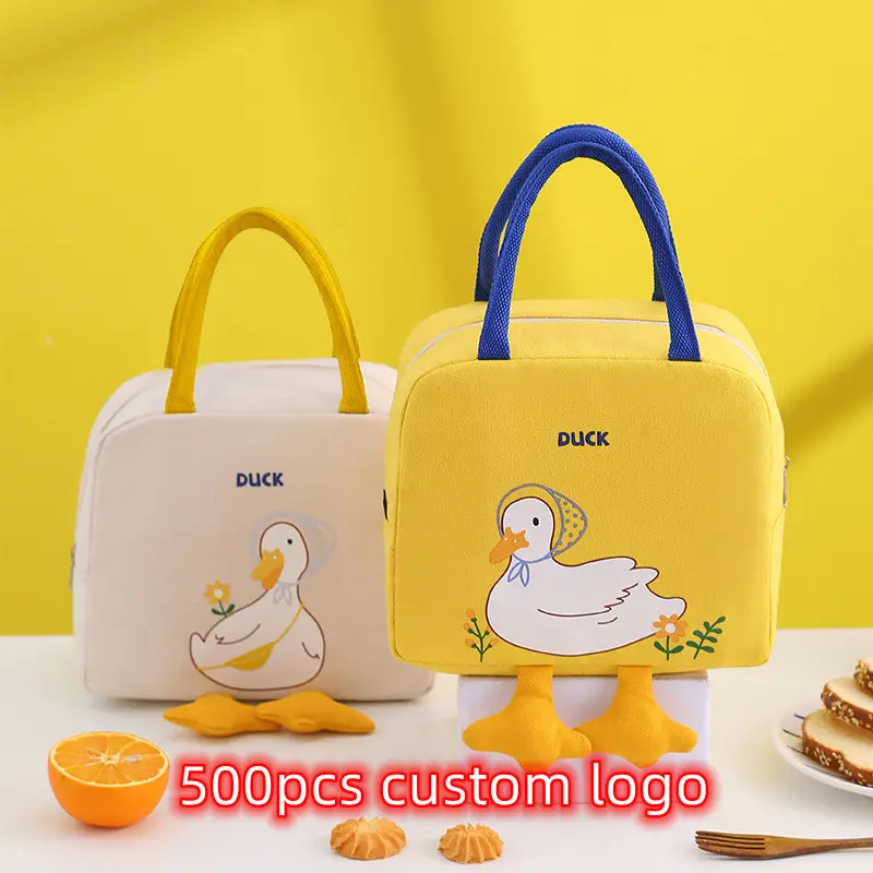 Wholesale new small yellow duck bento bag outdoor oxford insulation bag with single lunch bag for students