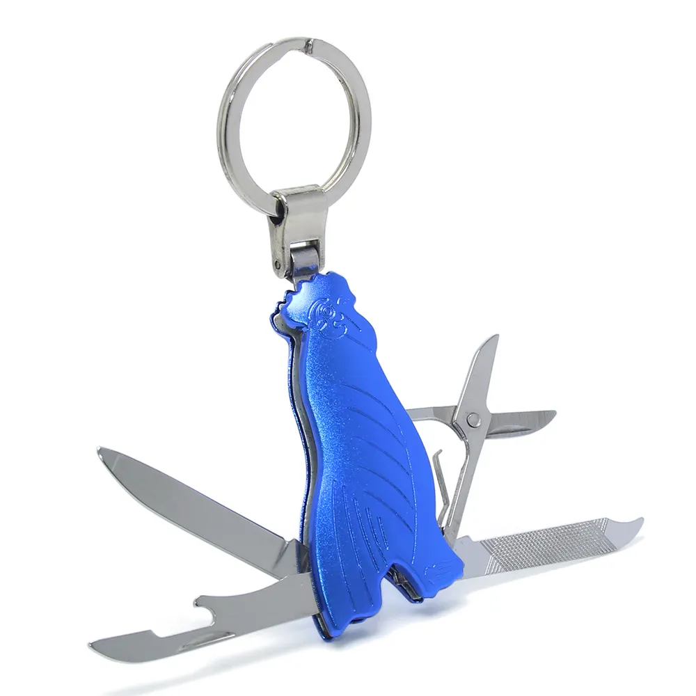 Neue Werkzeuge Schlüssel ring Outdoor Multifunktions 4-in-1 Schrauben dreher Messer öffner Kombination werkzeuge Travel Metal Multifunktion schlüssel ring