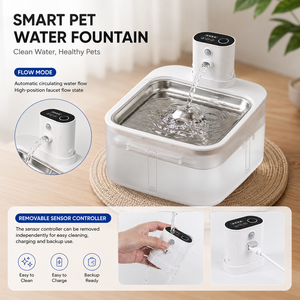 Fontanella Intelligente per Animali Domestici da 3.2L, Wireless, a Batteria, Automatica, in Acciaio Inossidabile, per Gatti e Cani, Dispenser d'Acqua per Più Animali - Product Image 2