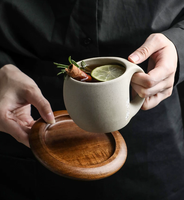 Ensemble tasse et soucoupe en céramique rustique rétro minimaliste, mug pour latte art de niche, tasse à boire pour le thé de l'après-midi à la maison
