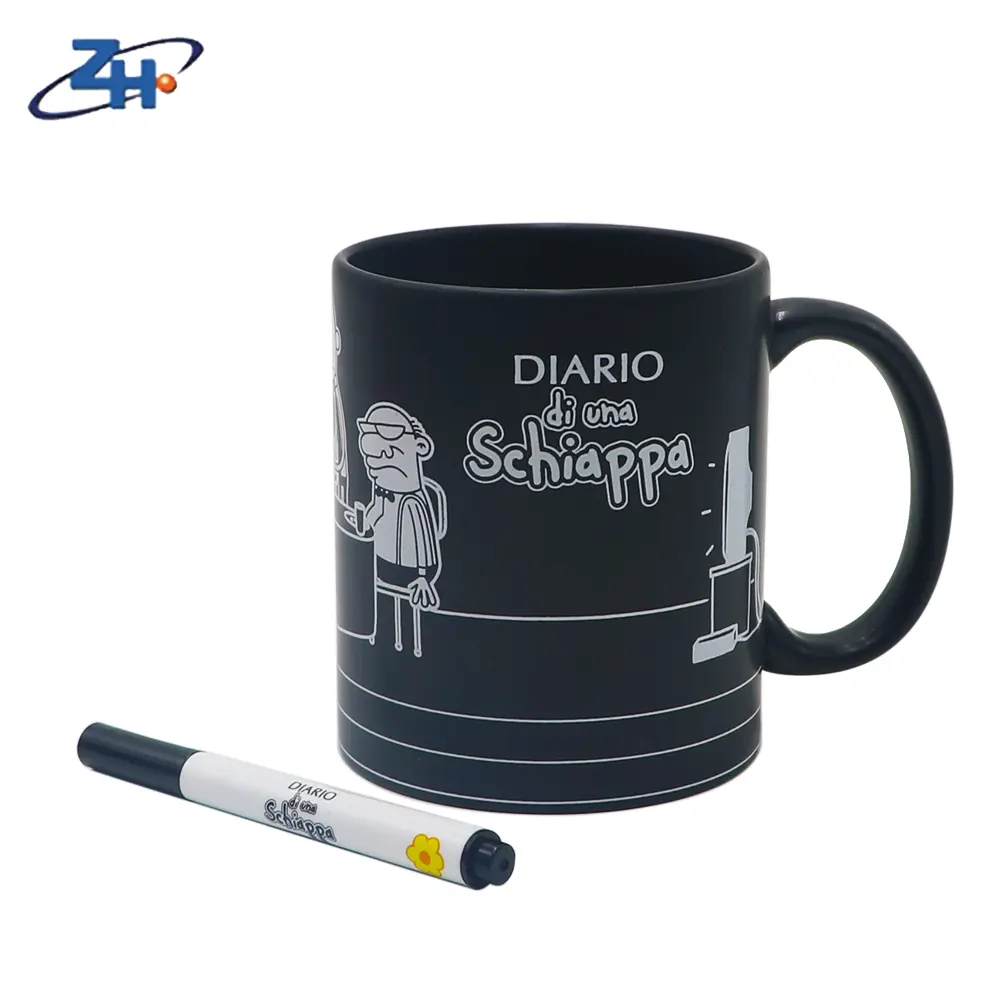 Taza de café con tiza de cerámica negra mate personalizada, productos nuevos y baratos, a la venta