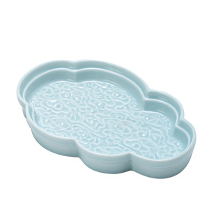 Petite assiette à thé et à collation en céramique de Dehua Yuxi, Fujian, motif nuage porte-bonheur, forme de fleur en porcelaine, pour mariage, plateau à fruits - Product Image 2