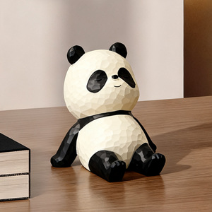 Panda Resin Ornament Geometric Design Modern Decor Living Room Housewarming Gift Single Piece - Product Image 4