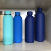 Botellas de Agua Deportivas de Acero Inoxidable con Aislamiento al Vacío de Doble Pared, Recubrimiento de Goma Suave, Boca Pequeña, 500 ml, 750 ml, con Logotipo Personalizado