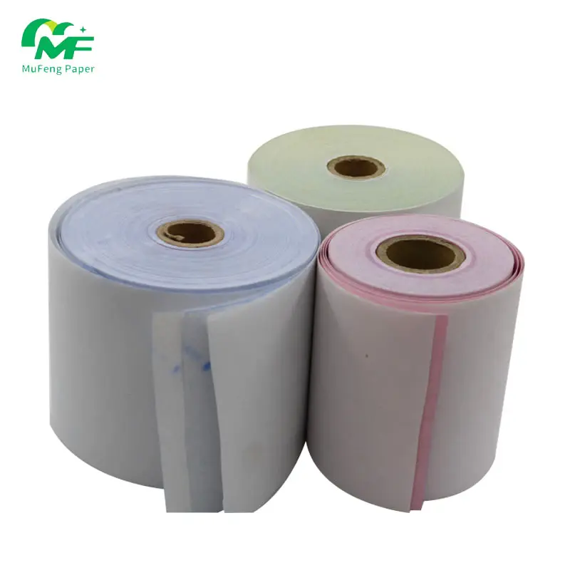 2ply/3 brinquedos papel de cópia ncr, branco/rosa, sem carboneto, pequeno, papel de cópia de carbono rolls 76*76 76*70