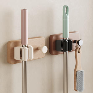 ที่แขวนไม้ถูพื้นติดผนังรูปทรงสี่เหลี่ยมผืนผ้า ไม่ต้องเจาะผนัง สำหรับจัดเก็บในห้องน้ำ ห้องสุขา ระเบียง หอพัก - Product Image 1