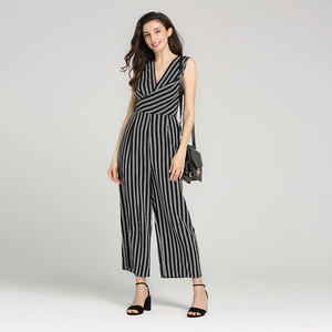 Modelos calientes negro/gris con estampado de rayas sin mangas <span class=keywords><strong>elegante</strong></span> Oficina <span class=keywords><strong>mono</strong></span> - Product Image 1