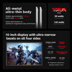 Ordinateur portable de jeu de haute qualité, tout neuf, modèle Firebat Huan 16 Air avec processeur R7 8745HS, carte graphique RTX 4060 8G - Product Image 3