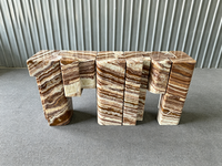 Base de table console de luxe en onyx tigre persan naturel, motif puzzle emboîtable, taille personnalisée, onyx poli