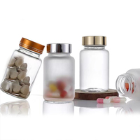 Vente en gros bouteille en verre mat de pilules 1oz 2oz 4oz 120ml 250ml bocaux de stockage de médicaments en capsule givrée transparente bouteilles de vitamines