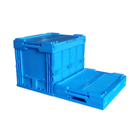 Conteneur rectangulaire empilable pliable en PP bleu opaque recyclable avec conception de boîte solide pour un stockage logistique efficace