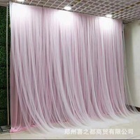 Rideau de fond de scène de mariage en tissu double maille de gaze de soie glacée, doux et personnalisable