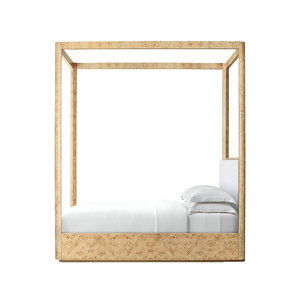 Minimalist Burl Wood Veneer Bedroom Furniture Fabric Upholstered King <strong>Canopy</strong> <strong>Bed</strong> <strong>Frame</strong> <strong>Queen</strong> Size Princess <strong>Bed</strong> <strong>Canopy</strong> for Kids - Product Image 3