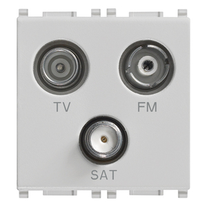 Connecteur mural argenté à 3 sorties TV FM SAT pour la transmission de signaux audio et vidéo - Product Image 1