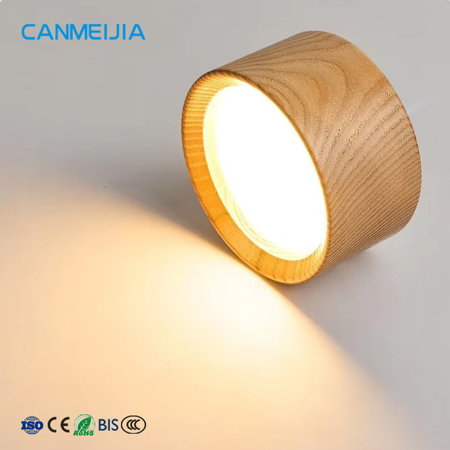 Nordic Simple Bedroom Living Room Hallway Corridor Cloakroom Round Decorative Spotlight Solid Wood Body LED Ceiling Downlight