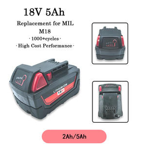 Outils électriques 18V <span class=keywords><strong>5Ah</strong></span>, <span class=keywords><strong>batterie</strong></span> de rechange rechargeable <span class=keywords><strong>M18</strong></span>, adaptée aux tournevis, polisseuses et outils de découpe MIL - Product Image 1