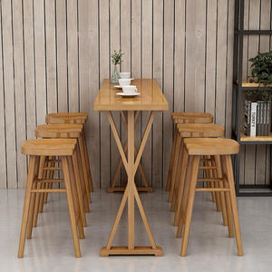 モダンなアメリカンスタイルの無垢材製耐久性のあるバーテーブル、ホテルや商業施設向けの細長いハイチェア - Product Image 3