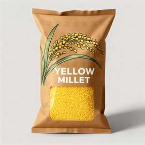 Pochette étanche avec logo personnalisé imprimé de qualité alimentaire biologique pour bébé millet jaune céréale de riz millet jaune gluant joint arrière de qualité alimentaire - Product Image 4