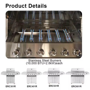 Parrilla de Gas Propano de Acero Inoxidable con Encendido Electrónico y Carrito para Cocina Exterior, Isla, Barbacoa, Uso en Restaurantes - Product Image 5