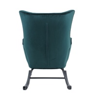 Fauteuil à bascule moderne en velours vert émeraude, capitonné, avec base en métal noir pour chambre à coucher, appartement, certifié BSCI, OEM/ODM