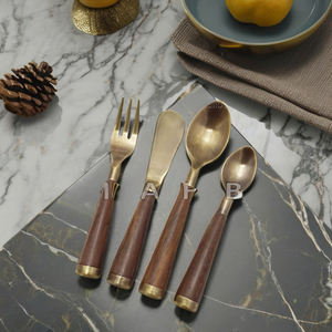 Western Style Stainless Steel <b>Knife</b> <b>Fork</b> <b>Spoon</b> <b>Set</b> Wooden Handle Durable Cutlery Flatware for Home Kitchen Dinnerware Use - Product Image 2