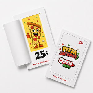 CMYK Printed Pizza Pull Tab Seal Cards Break Open <b>Tickets</b> with Serial Numbers for Restaurant Promotions Fundraisers and Events - Product Image 1