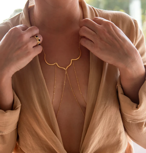 18 قيراط مطلي بالذهب حمالة صدر للجسم طبقات من سلاسل الزفاف الهندية مجوهرات للجسم سلسلة مجوهرات مصنوعة يدويًا - Product Image 1