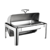 Plat de service isotherme argenté 9L avec couvercle roulant pour buffet, idéal pour la restauration, les hôtels et les chefs – Fournitures de luxe pour hôtels et restaurants
