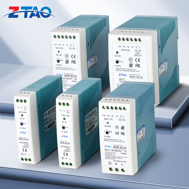 MDR Series/Single Output Industrial DIN Rail Mount Switching Power Supply MDR-10W 20W 40w 60W 100W 24V 12V Output Current 1A