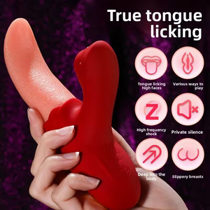 Female Erotic <b>Vibrator</b> with Simulated Vibrating & Sucking Tongue Instant Orgasm Masturbation Stick - Product Image 2