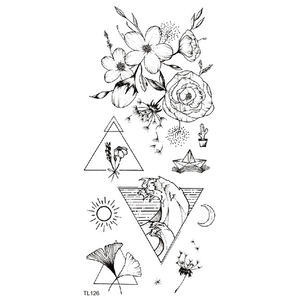 BXTAT adesivi TL121-TL126 tatuaggio temporaneo nero rosa cervo girasole Taraxacum farfalla angelo luna animale Totem materiale di carta - Product Image 6