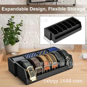 Expandable Belt <b>Storage</b> <b>Box</b> With Partitions For Tie And Belt Organizer <b>Drawer</b> Type Rectangular Solid Color Design - Product Image 1