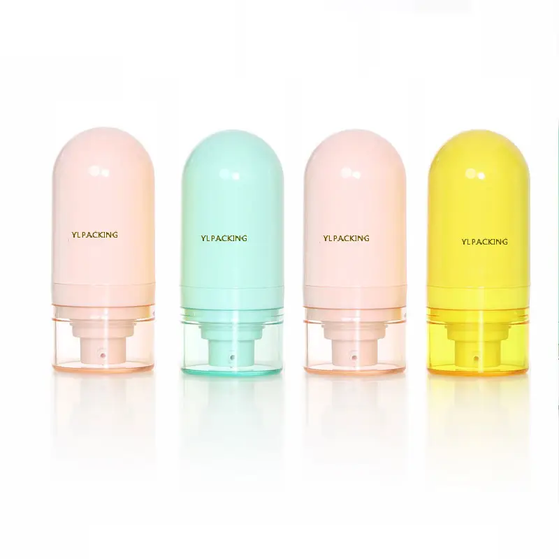 In Stock Cosmetic Tube Empey 15ml 30ml 50ml 1 oz Yellow Green Pink Down Airless Sun Screen Bottle Pump bottle