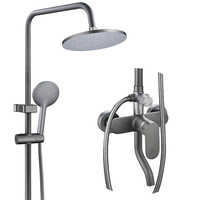 Luxe Pistolet Gris Système De Douche Mélangeur Salle De Bains Robinet Pluie Douches Tête Chambres Simple Salle De Bains Douche Ensemble
