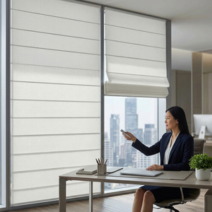 Persianas Romanas Motorizadas Inteligentes al por Mayor para Hoteles, Oficinas y Comedores, Persianas Romanas Tejidas Modernas Personalizables Integradas para Ventanas - Product Image 3