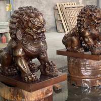 Escultura de León Chino de Bronce de Alta Calidad RELONG, Estatua de Perro Foo de Metal en Venta
