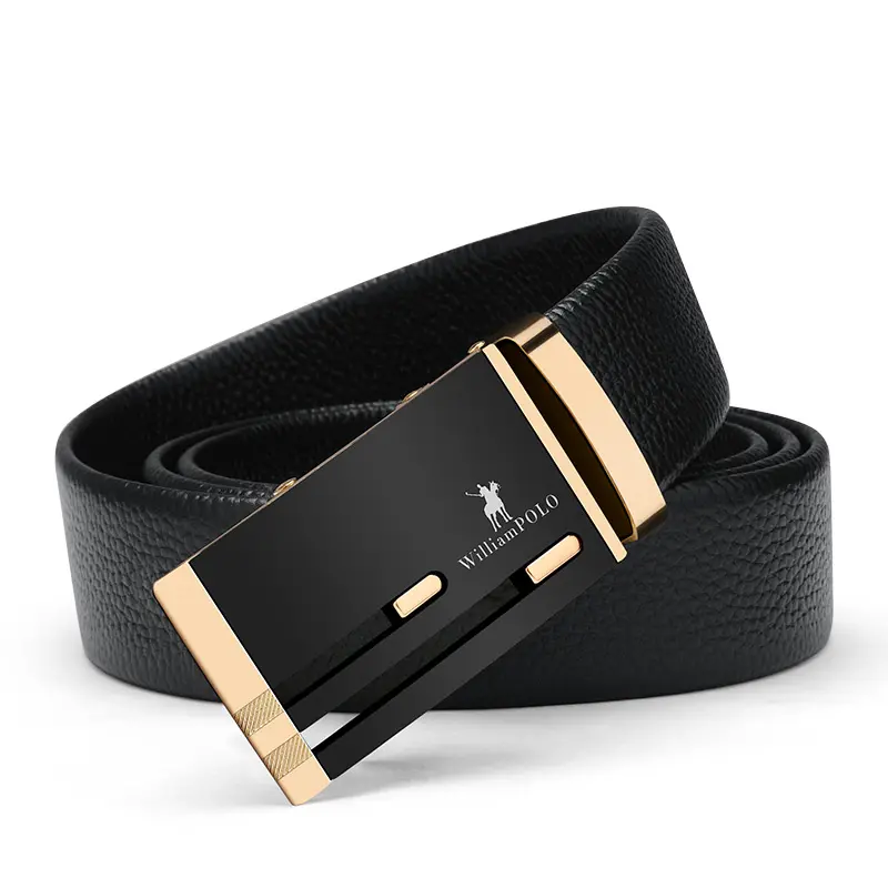 Ремень WILLIAMPOLO мужской из натуральной коровьей кожи, роскошный пояс с металлической автоматической пряжкой, роскошный