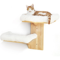 Étagères murales pour chat en bois massif, meubles en forme d'arbre, étagère flottante pour chaton, étagère murale pour chat avec coussin moelleux, perchoir pour chat