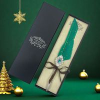 Stylo plume vintage européen à pointe en verre, orné de paillettes dorées, coffret cadeau britannique pour étudiants, cadeau d'anniversaire
