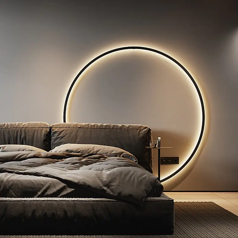 Trang trí nội thất hiện đại dẫn đèn tường cho phòng ngủ phòng khách nhà thiết kế Bắc Âu vòng trong nhà với USB cắm tường đèn treo tường ánh sáng lịch thi đấu