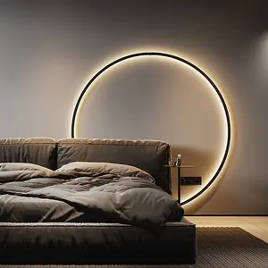 Applique murale LED décorative moderne pour chambre à coucher salon maison Design nordique anneau rond intérieur avec prise USB applique murale luminaire