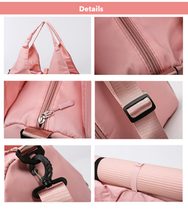 Borsa da ginnastica <span class=keywords><strong>rosa</strong></span> di lusso borsa da ginnastica da donna con Logo personalizzato con Logo tattico <span class=keywords><strong>borsone</strong></span> da palestra con supporto per tappetino Yoga e scomparto per scarpe - Product Image 6