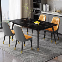 Table à manger moderne de luxe 4 places en pierre frittée avec 4 chaises écologiques et durables pour la maison, l'hôtel, la cuisine et les salles à manger