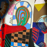 Peinture à l'huile abstraite moderne peinte à la main, style collage coloré, art mural, œuvre d'art contemporaine unique pour salon, hôtel