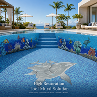 Mosaïque de verre personnalisée haut de gamme, murale sur mesure, design monde sous-marin pour parcs aquatiques, centres de villégiature, stades, piscines, murs décoratifs intérieurs
