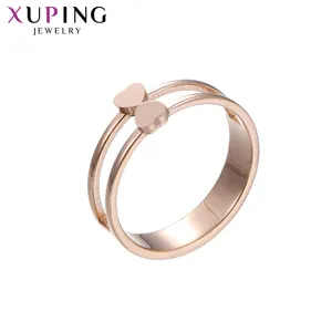 15123 xuping jóias moda distintivo simples romântico Dia Dos Namorados Presente arco duplo em forma de coração anel de aço inoxidável