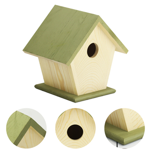 Decoratief vogelhuisje met afneembaar dak, natuurlijke houten nestkast voor knutselen - Product Image 4